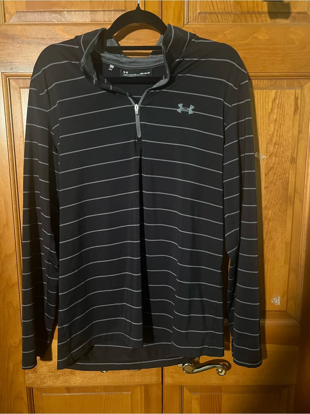 Under Armour Black Striped 1/4 Zip Performance Pullover